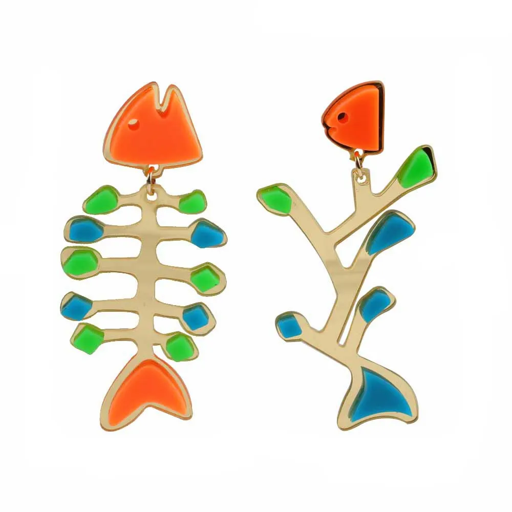 

Модные Необычные Акриловые серьги в виде рыбьих костей для женщин, Необычные Смешные Женские серьги в виде рыбьих костей, ювелирные изделия...