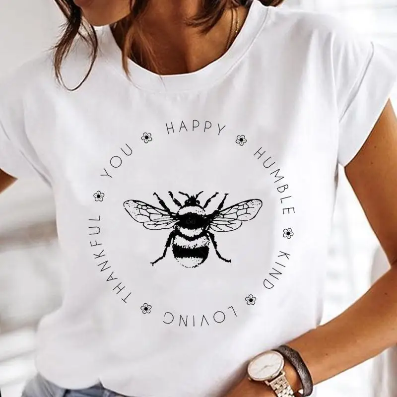 

Women Print Bee 90s Trend Cute Clothes Tee Tshirt Fashion Female Tops Print Mujer Camisetas Cartoon Ladies Graphic T-Shirt