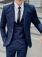 ( Jackets +Vest+ Pants ) Business Suit Coat Blazers Trousers Waistcoat Men's Wedding Three Pieces Large Size Professional Suits