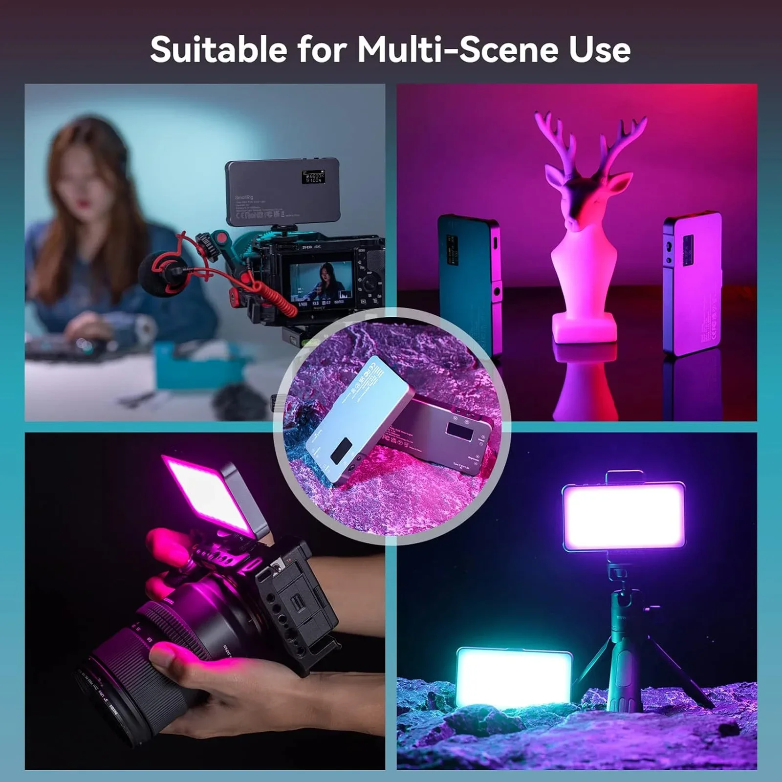 SmallRig P96L RGB Video Light Портативная металлическая светодиодная подсветка для камеры, 2500-9000K CRI 96+ Фото и видео освещение для Sony -3489B (art.: 3920d421e459e) - 3920d421e459e