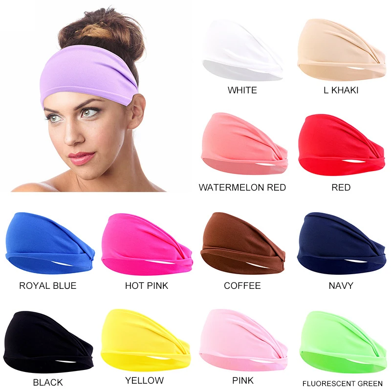 

1PC Solid Color Bandage Women Men Bandage Absorbing Sweat Hair Bands Fashion DIY Candy Color Wide Headwrap Soft