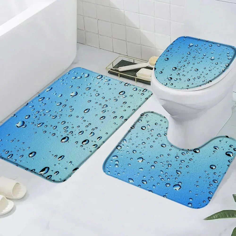 3 шт. коврик для ванной с каплями дождя капли воды синий фон современный