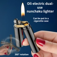 new oil electric dual use nunchaku rechargeable lighter fingertip decompression artifact can rotate creative kerosene lighters