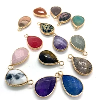 14x23mm semi precious stone pendant drop shape tiger eye crystal agate single hole pendant diy necklace jewelry making accessory