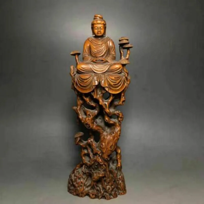 

Chinese Natural Square Wood Handmade Exquisite Statue 22268