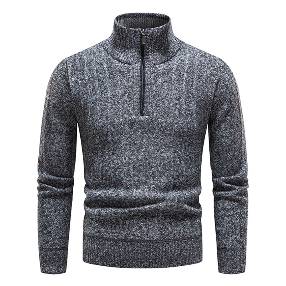 

M-3XL Men's Business Stripe Plush Knitwear 2022 New Europe and America Men Half Zipper Stand Collar Pullover Sweater
