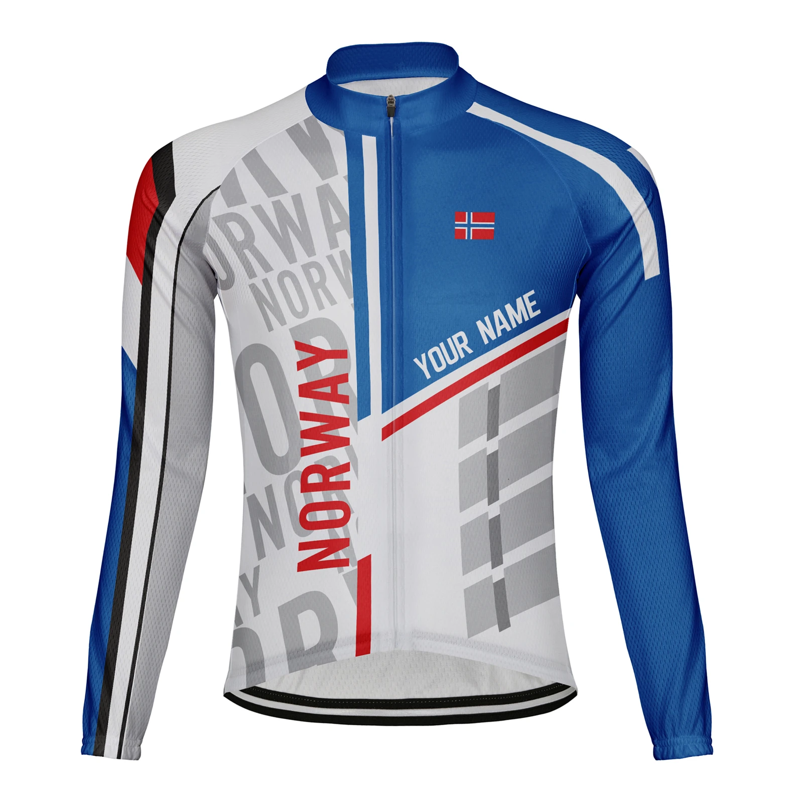 

Custom Norway Winter Thermal Fleece Men's Cycling Jersey Long Sleeve Bike Jacket (Tips: Write Your Name in Order Note)