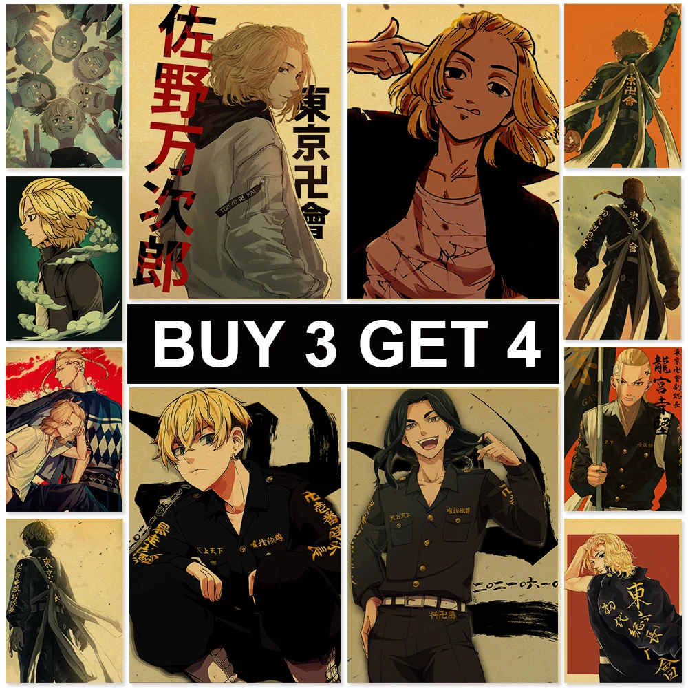 

Tokyo Revengers Kraft Paper Poster Manjirou Ken Takemichi Posters Wall Art Painting Study Home Living Room Decoration Pictures