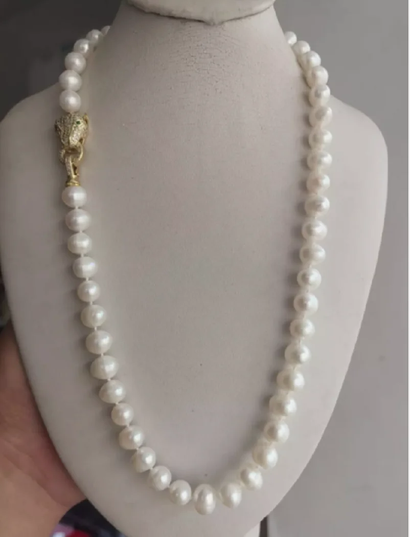 Ожерелье из белого жемчуга 20 дюймов AAAA японский Akoya 9-10 мм 925s