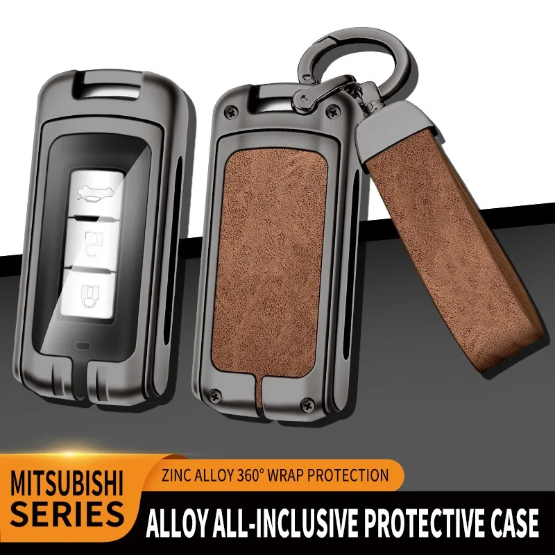 

Zinc Alloy+Leather+TPU Car Key Bag Key Chain For Mitsubishi Outlander Lancer EX Eclipse Cross Pajero Sport ASX Accessories