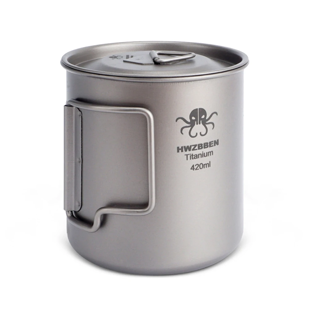 420 мл титановая чашка со складными ручками легкая для воды походов кемпинга