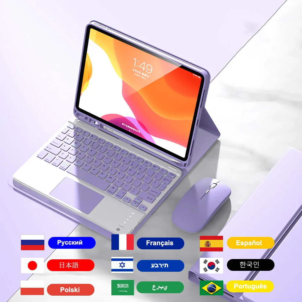 

Чехол для iPad с клавиатурой, Чехол для iPad 9,7 ''10,2'' 8th 9th Gen, для iPad Air 3 4 5 10,5 10,9 Pro 11 12,9, чехол с держателем-карандашом