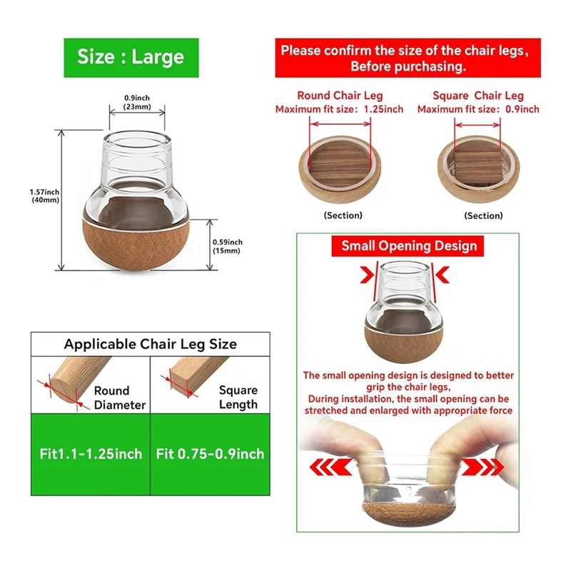 Защитные накладки на пол для ножек стула паркетных полов с фетровыми накладками