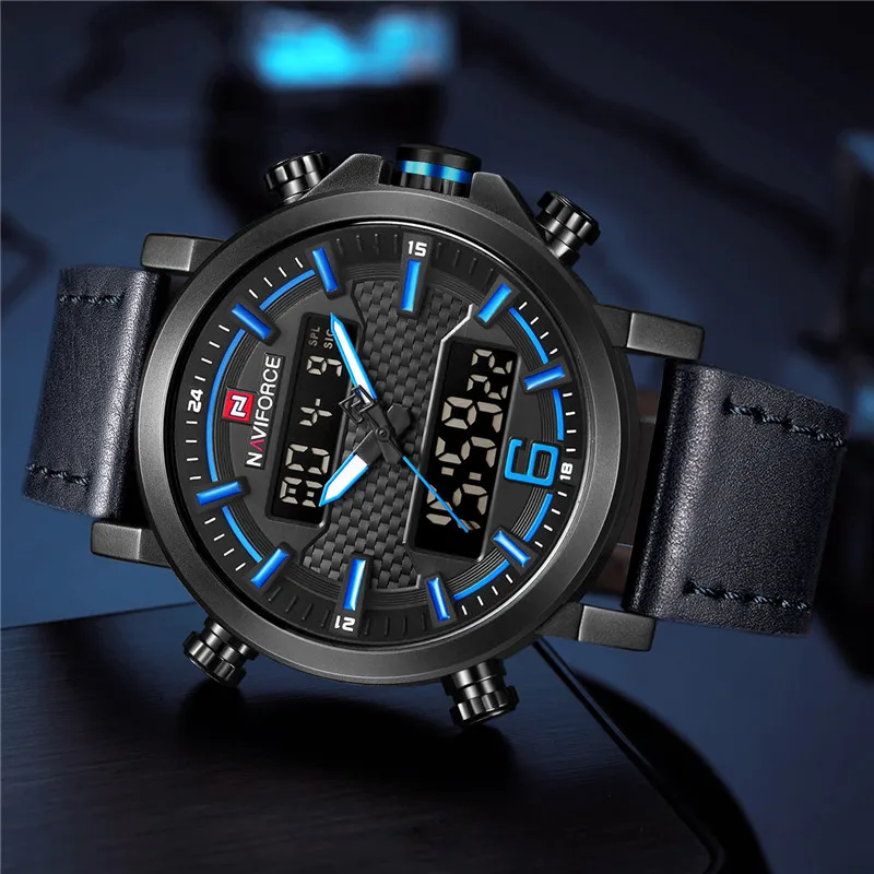 Часы наручные NAVIFORCE Мужские Цифровые брендовые Роскошные армейские спортивные