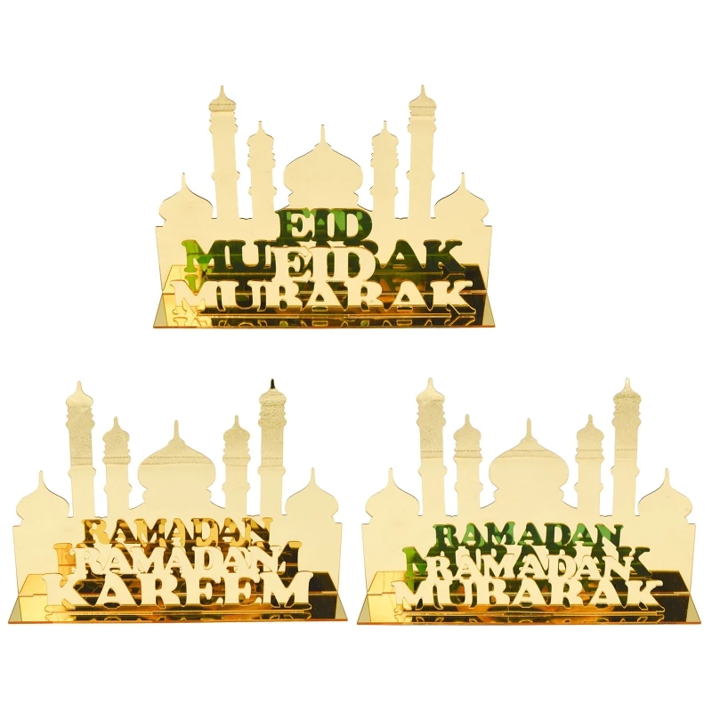 

Eid Mubarak Acrylic Ornament Ramadan Castle Mirror Desktop Crafts Decor