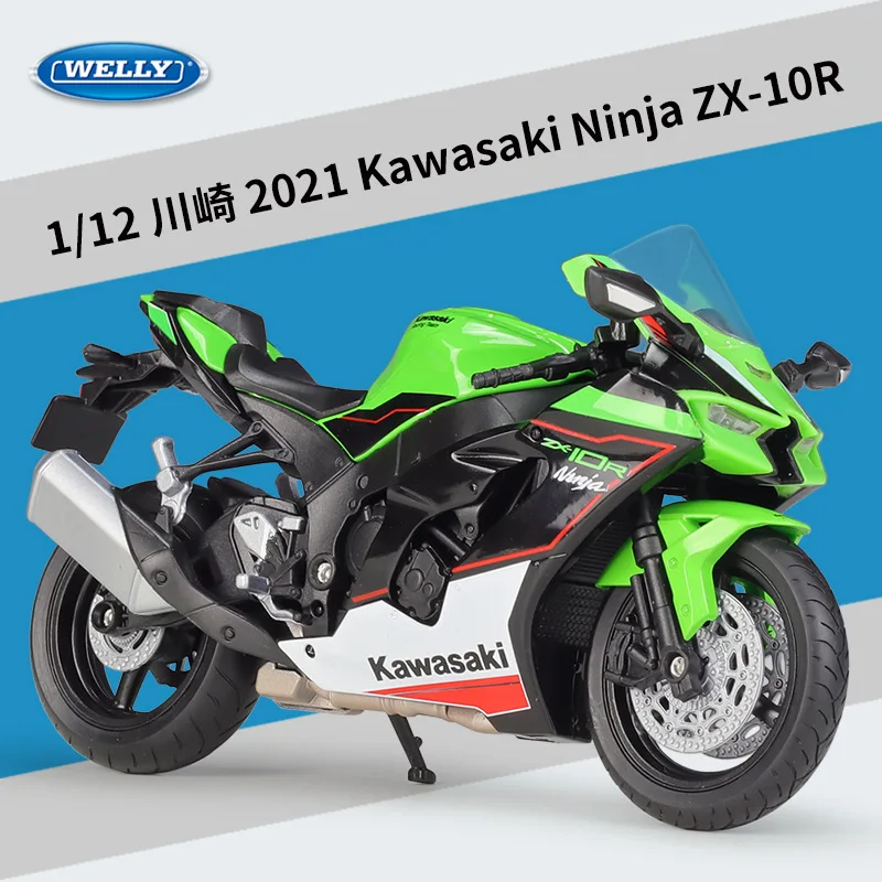 

Welly 1:12 Kawasaki 2021 Ninja ZX10R Motorcycle Models Alloy Model Motor Bike Miniature Race Toy for Gift Collection