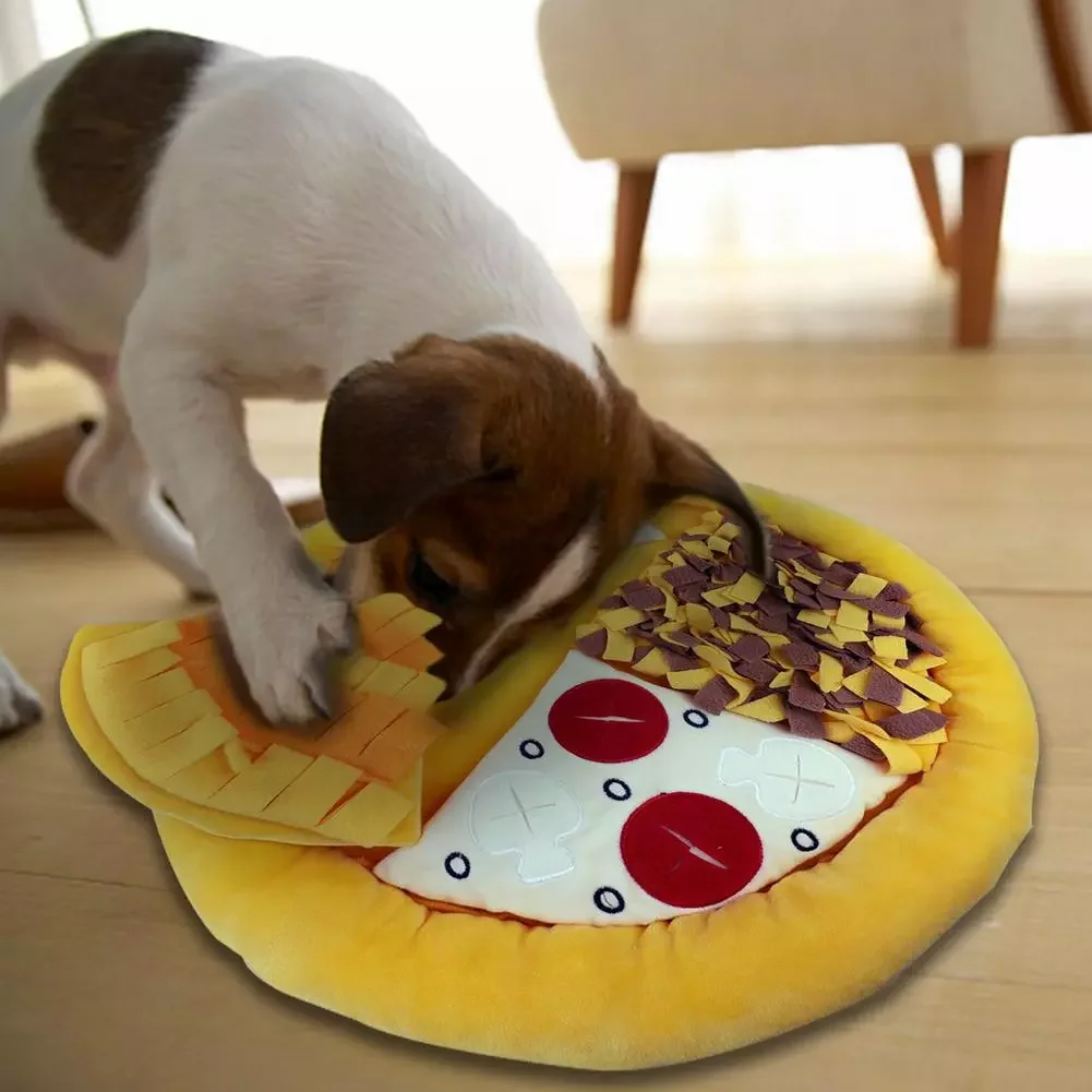 

NEW2023 Pizza Sniffing Mat Dog Sniffing Training Mat Round Washable Blanket Pet Stress Training Relieving Nosework Mat Dog Produ