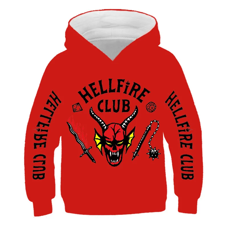 

2022 Boys Girls Stranger Things 4 Hoodies Tops Long Sleeves Hooded Tops Clothes Children Cartoon Sweatshirts Costumes 4-14 Years