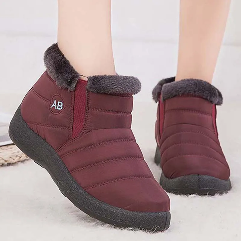 

Ботинки женские зимние на платформе, мягкие водонепроницаемые, без застежки, Повседневная зимняя обувь