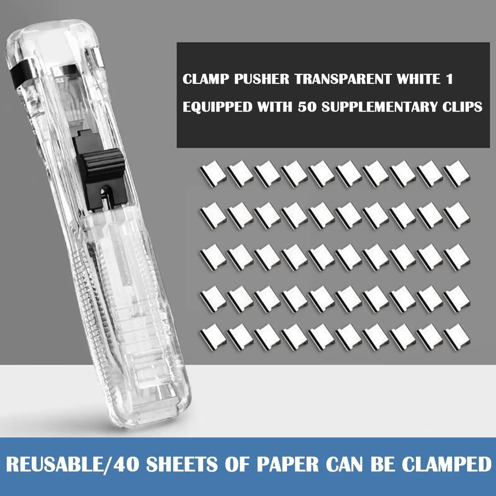 

Transparent Clip Pusher Stapler Acrylic Document PP School Test Paper Office Supplies Push Stapler Clip Clip Dovetail Clip A7A5