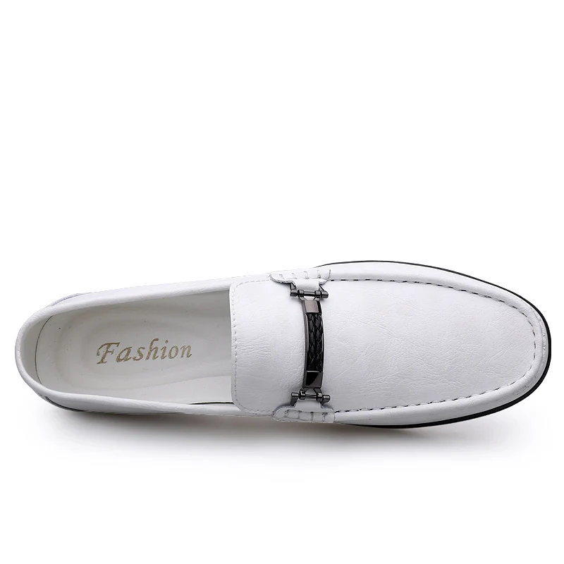 Мокасины мужские из белой кожи лоферы без застежки Повседневная модная