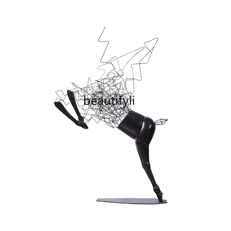 

zqHome Staircase Aisle Hallway Floor Artwork Abstract Geometric Deer Modern Hotel Decorations