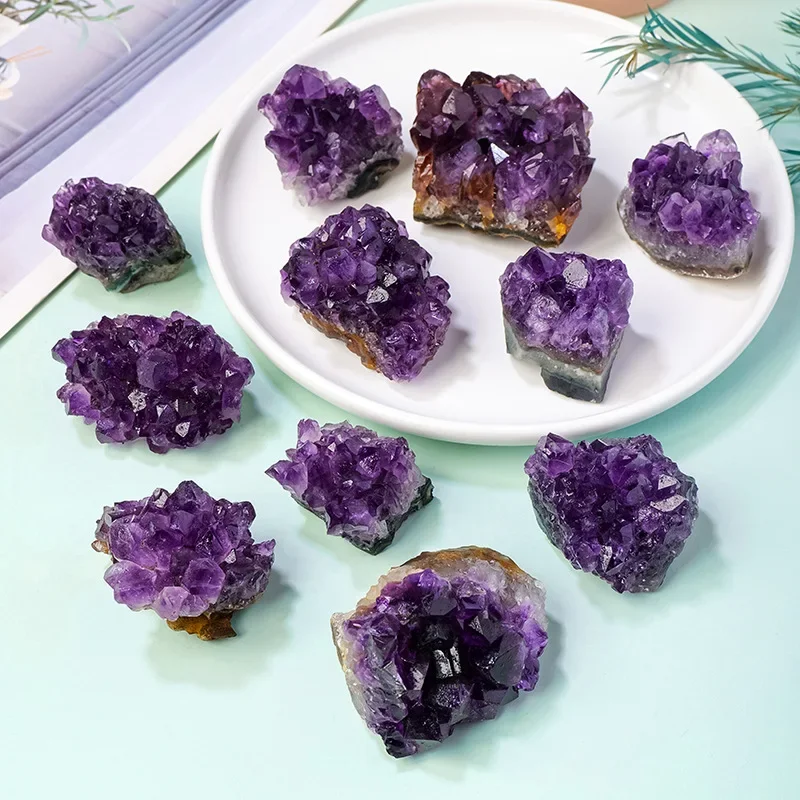 Натуральный сырой фиолетовый Бразильский Аметист кварц кристалл кластер друза