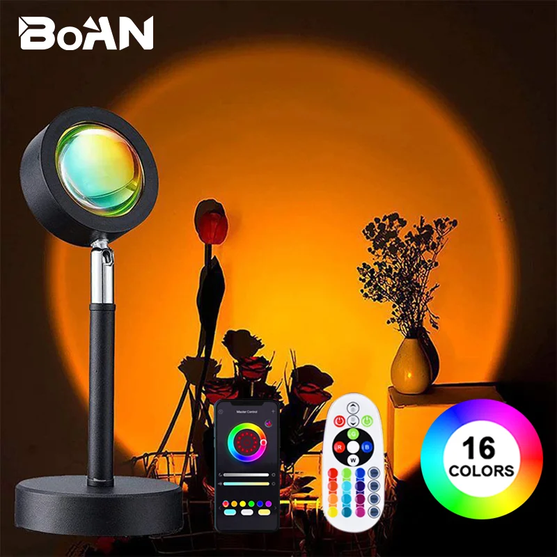 

RGB Changing Color Sunset Lamp Remote Control Sunset Lamp Floor Lamp Living Room Creative APP Projection Live Atmosphere Lights