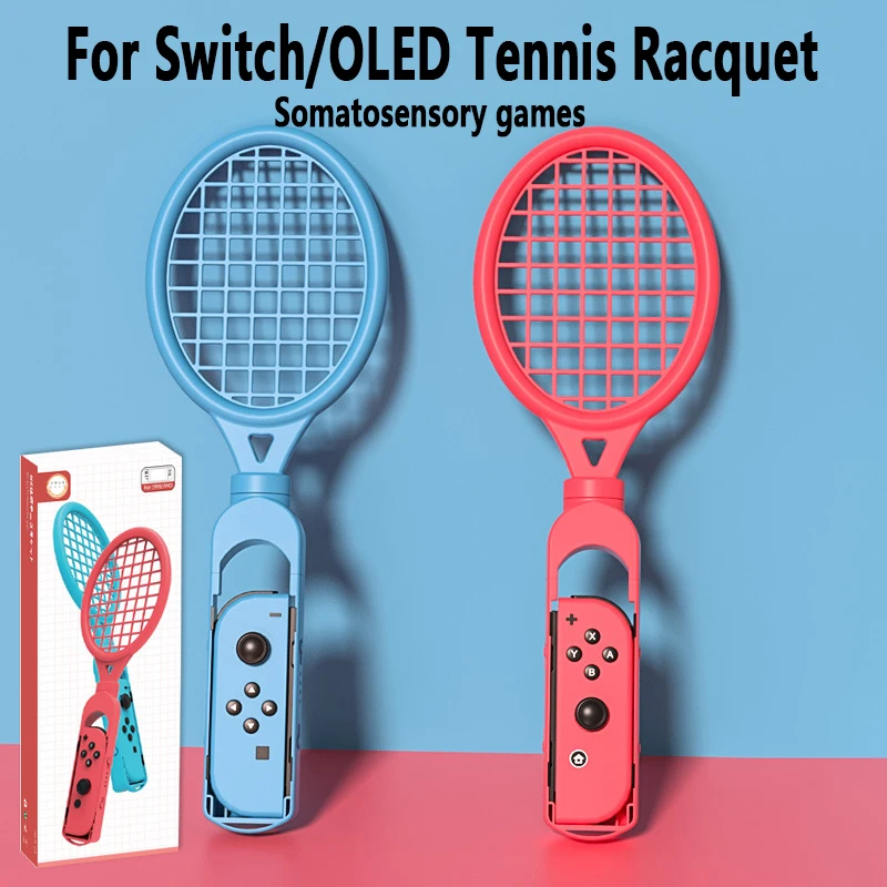 

2PCS Tennis Racket For Nintendo Switch/Switch OLED Joy-Con Controller Wrist Strap For Mario Tennis Racquet Grip Game Accessories