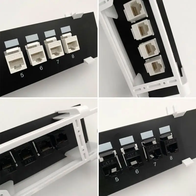 Фото 62KA CAT6 Прямой удлинитель-адаптер 8-портовый Rj45 Cat6 Keystone Coupler Настенная сетка, сетевой настенный кронштейн №2