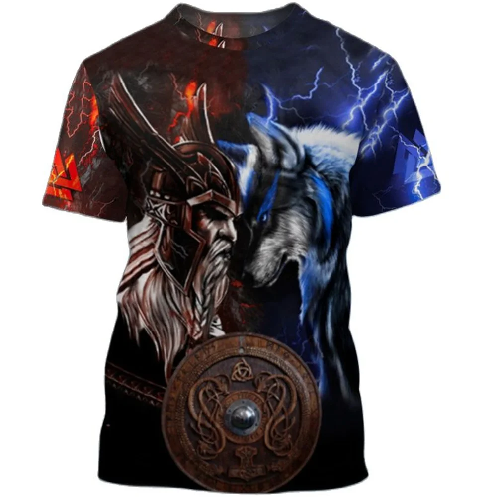 

Summer Men's T-Shirts Animals Wolf Polyester t shirt Short Sleeve O-Neck Oversized Vintage Clothing American Casual Tops Рубашк