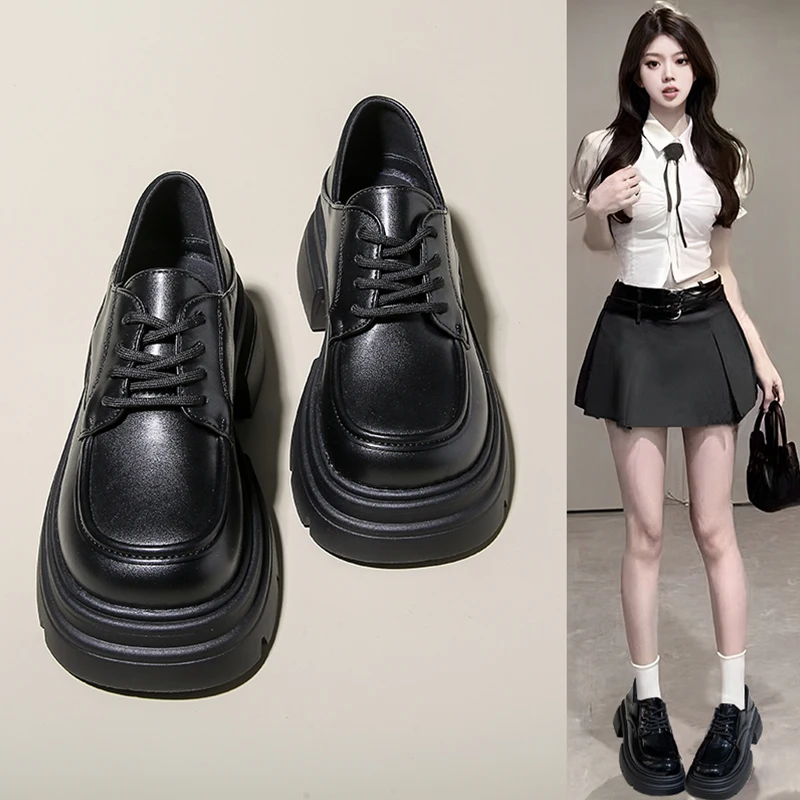 

Womens Loafers Shoes Autumn Black Flats British Style Female Footwear Casual Sneaker Round Toe Oxfords Slip-on Fall Preppy Dress