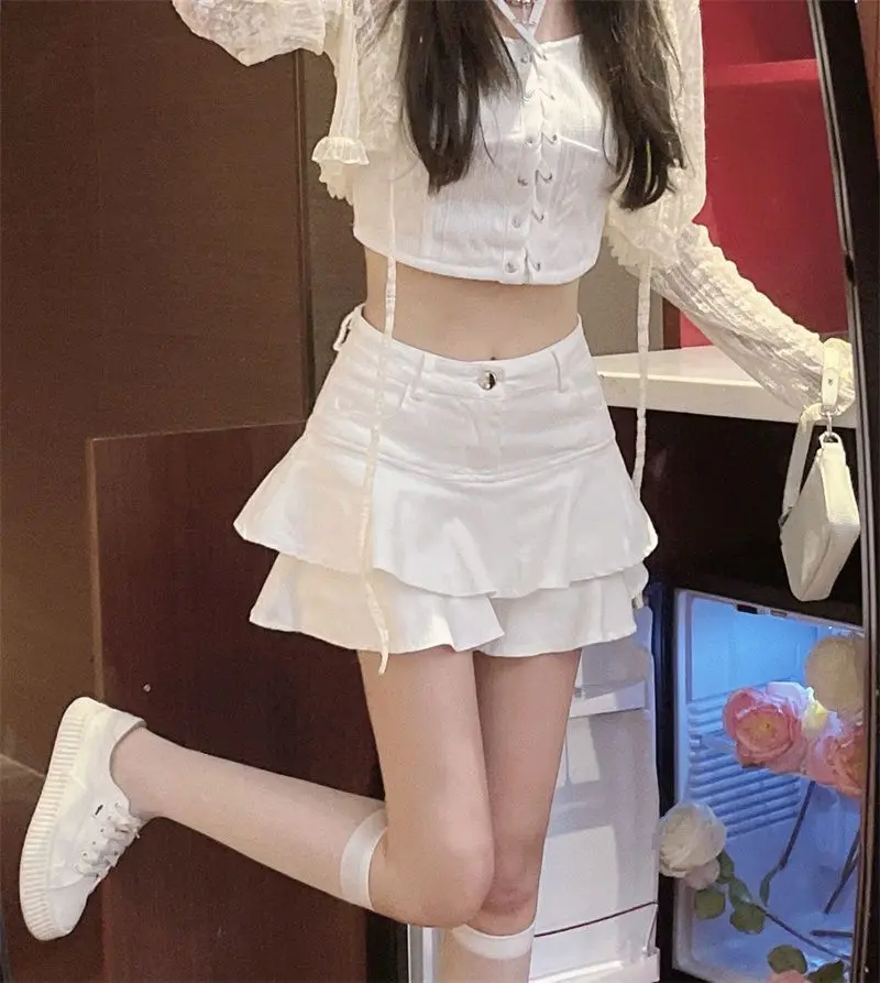Новая белая джинсовая короткая юбка шорты для женщин Летняя корейская мода с