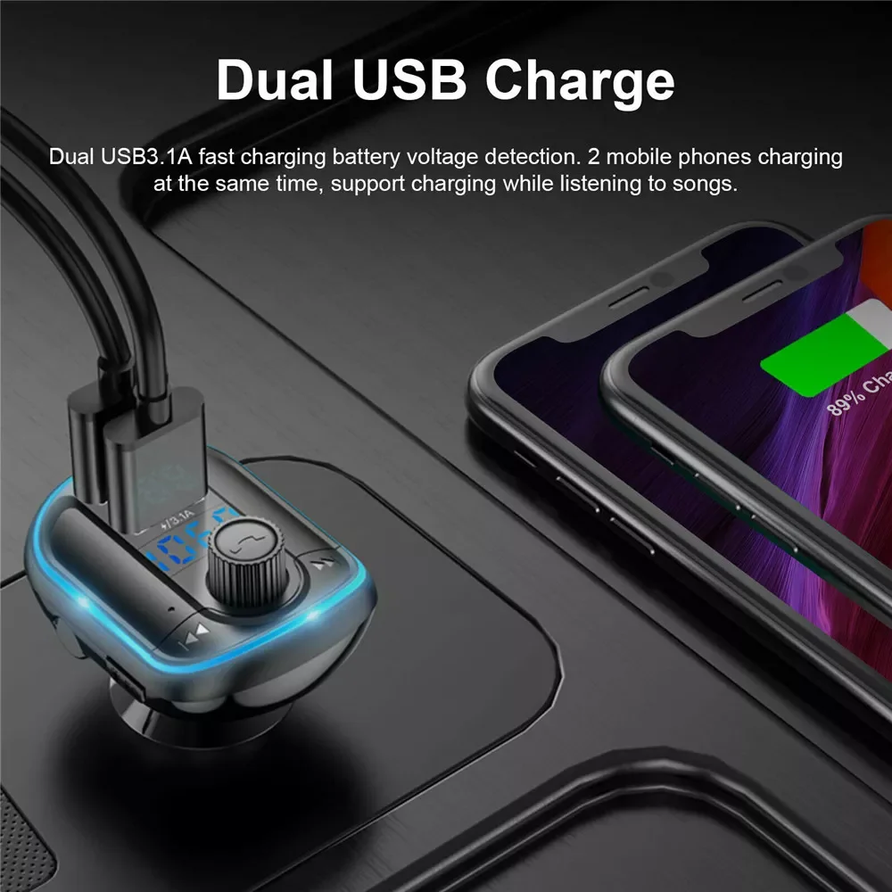 Автомобильный беспроводной Bluetooth FM-передатчик радиоадаптер mp3-плеер 2 порта USB