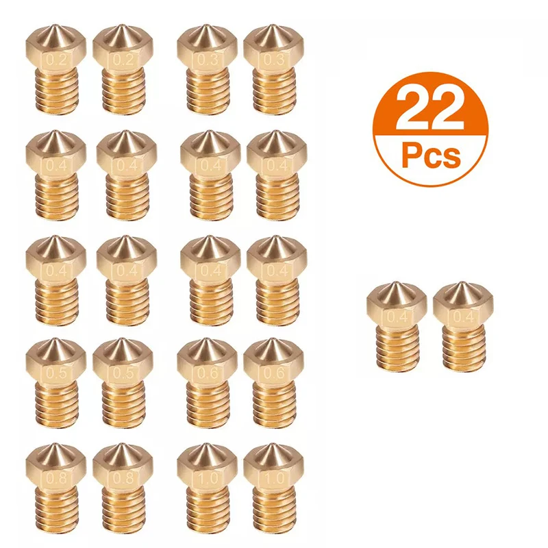 

22 шт., латунные насадки для экструдера 3D-принтера, 1,75 мм, 3,0 мм