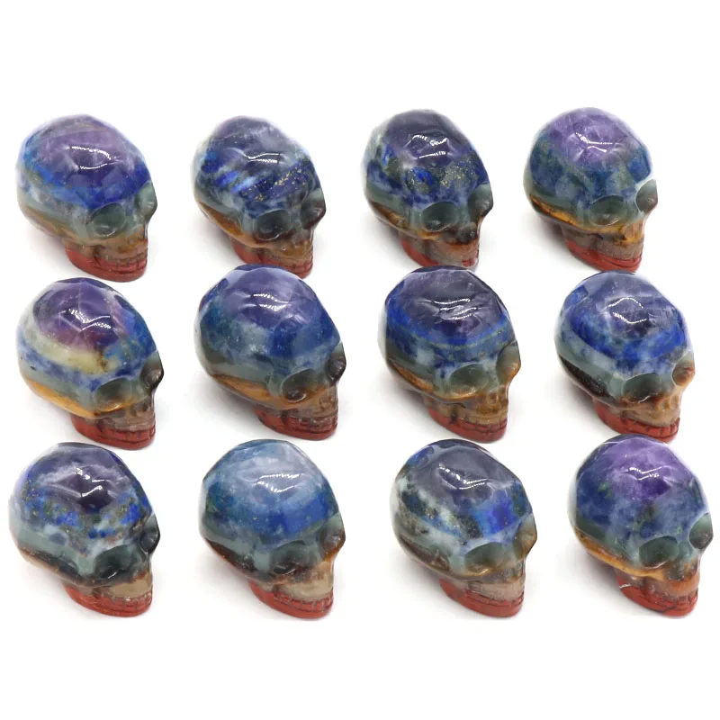 

1PC Natural Agates Ornaments Skull Shape Natural Chakras Stone Bead Healing Home Ornament Decoration Accessories 30x35mm