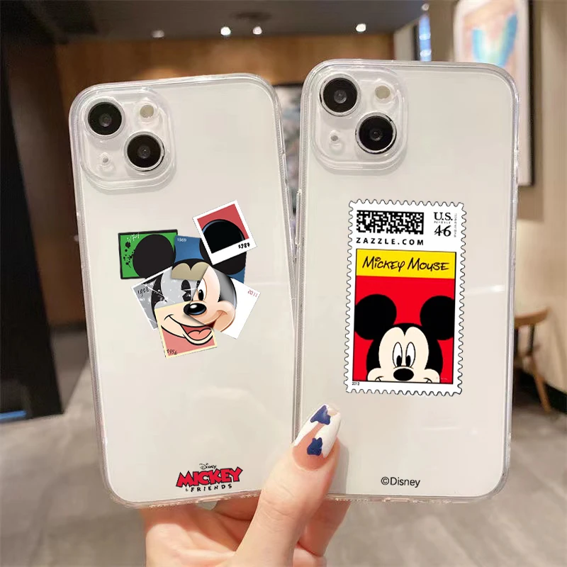 

Disney Mickey Mouse Clear Phone Case For iPhone 13 12 Pro Max Mini 11 Pro X XR XS Max 6 6S 7 8 Plus Se2 Shockproof Cases TPU