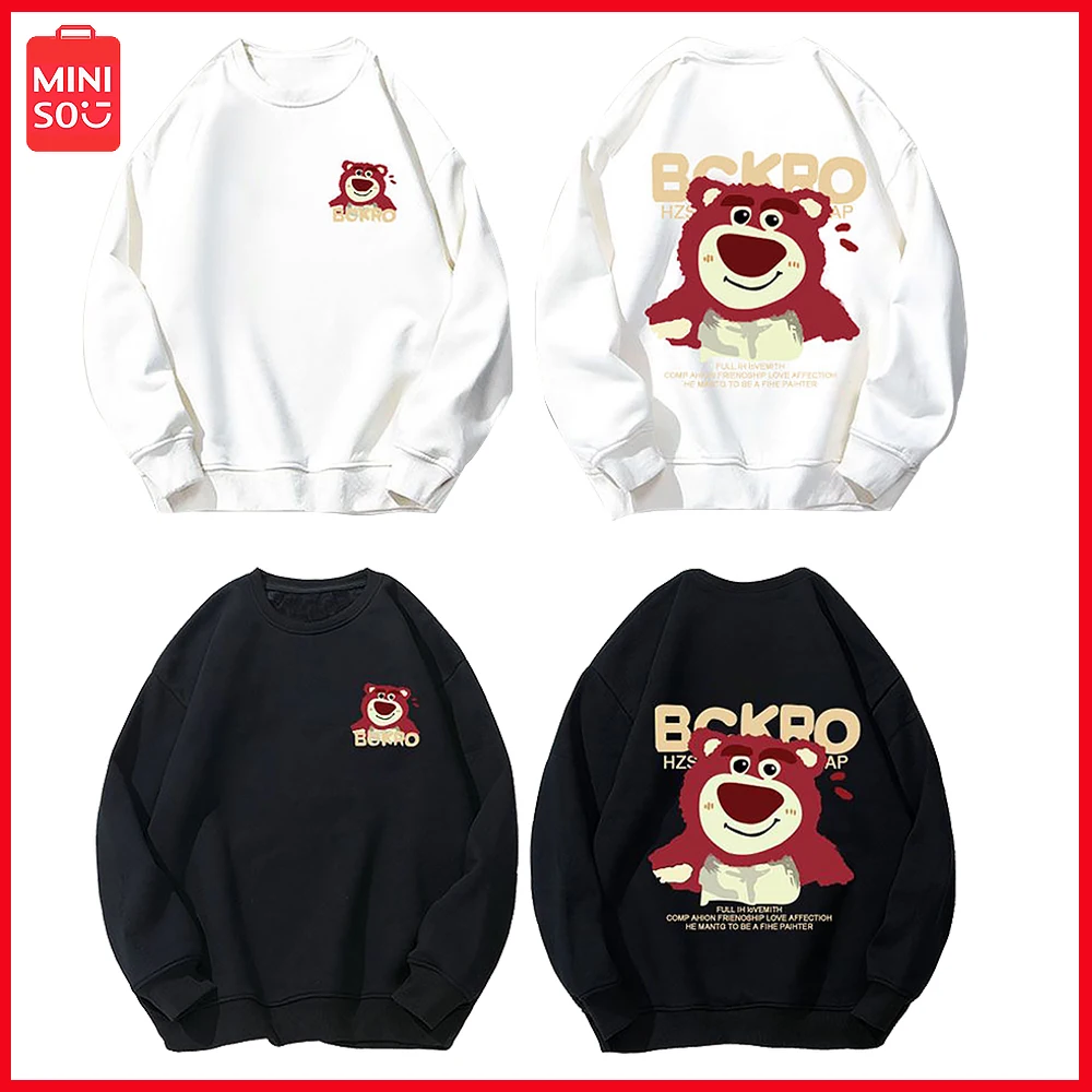 

New Miniso Lotso Cotton Cartoon Casual Long Sleeve Student Printed Hoodie for Men Women Summer Loose Soft Top Birthday Christmas