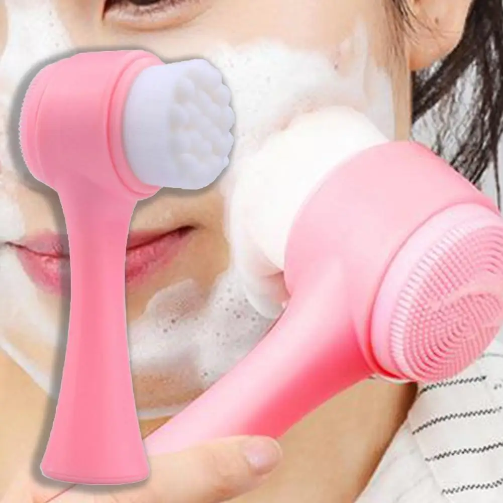

Portable Silicone Face Brush fiber cleansing brush facial massage skin care tool Double Side Massage 3D Skin Care Cleansing Tool