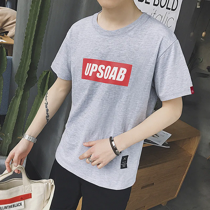 

2128-R-New shoes in rest fashion Summer pure cotton round-neck short-sleeved t-shirt men thin