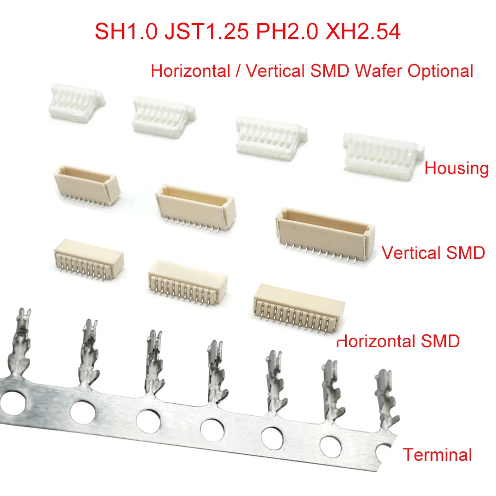 10 комплектов SH1.0 JST1.25 PH2.0 XH2.54 SH/JST/ZH/PH/XH горизонтальный/вертикальный штыревой