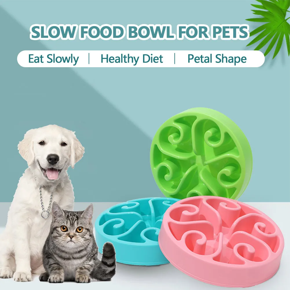 

Pet Dog Feeding Food Bowls Anti Choke Puppy Slow Down Eating Feeder Bowl Hard Plastic Cat Healthy Diet Dish Prevent Obesity