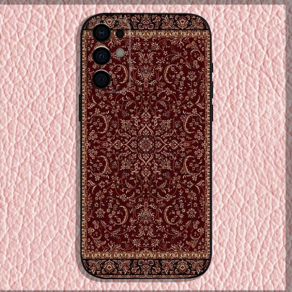 Persian Carpet Floral Pattern Phone Case For Samsung S24 S21 S22 S23 S30 Ultra S20 Plus Fe Lite Note 10 9 5G Black Soft Shell