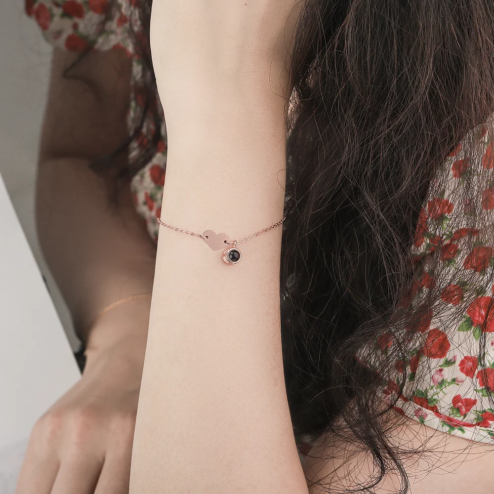 Customized Projection Bracelet,Personalized love Bracelet Picture,Adjustable Length,  Couples/Friend/Family Anniversary Picture