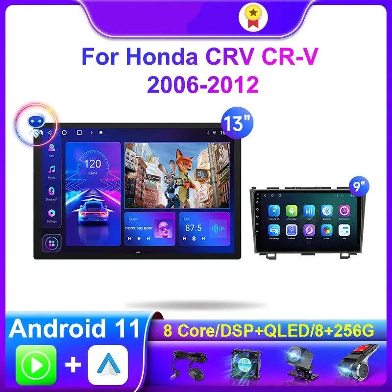 

Dton 13.1“ 2K Wireless CarPlay Android Auto Car Radio Multimedia Video Player Navigation For Honda CRV CR-V 2006-2012 Multimedia