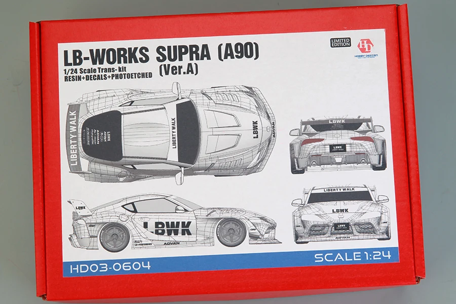 

Hobby Design 1/24 LB-Works Supra (A90)(Ver.A) Trans-Kit Hand Made Model Set Resin+PE+Decals+Metal HD03-0604
