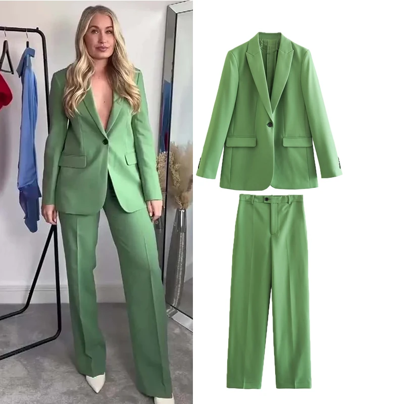 

Pants Sets 2023 New Women Blazer Suit Spring Two-piece Chic Slim V-neck Pants Sets Fashion Street Party Youth Suits Women