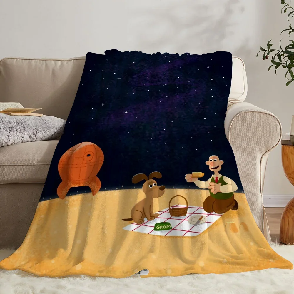 Плюшевое одеяло Gromit Wallace с кружевной отделкой фланелевое принтом в американском