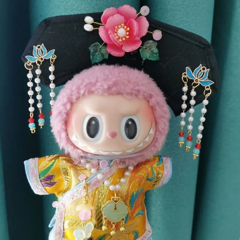 В наличии 17 см Labubu Mokoko Только одежда Платье с флагом Прозрачное платье Детское