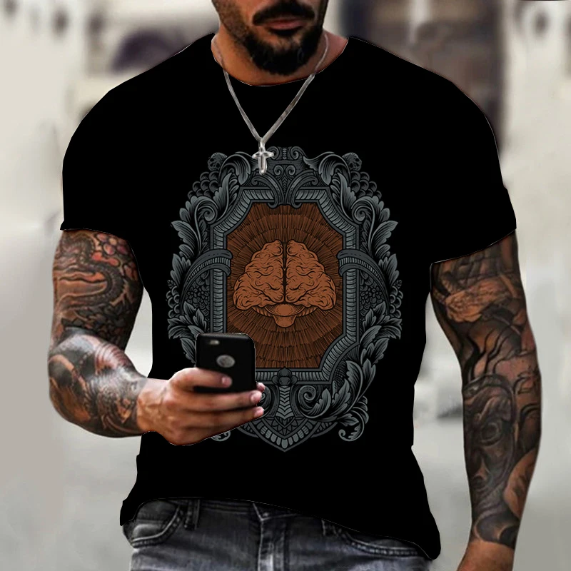 

Men's T-shirts Loose Abstract Animal Pattern 3D Printed Casual Summer Man Harajuku Elastic Waist Oversized Quick Dry Funny Beach